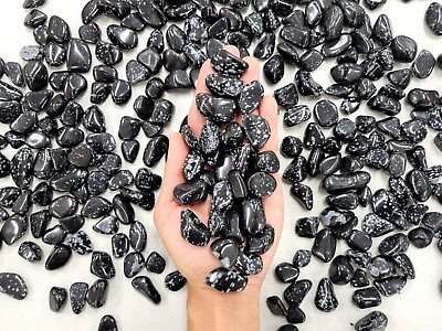 #ad TUMBLED SNOWFLAKE OBSIDIAN CRYSTAL STONES JEWELRY SIZE BULK FROM SOUTH AFRICA $9.50