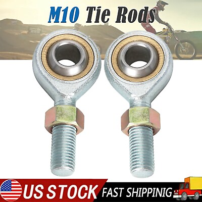 #ad Pair M10 10mm Steering Tie Rod End Ball Joint Bearing For ATV Quad Motorcycles $14.41