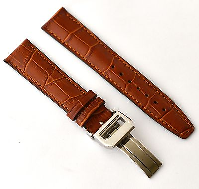 #ad 22mm Brown genuine leather Band Strap Crocodile Style with Clasp for IWC $39.90