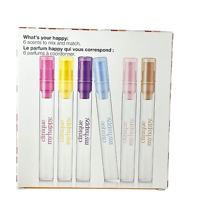#ad CLINIQUE Happy 6pc Perfume Gift Set 0.17oz 5mL each My Happy MINIs $19.99