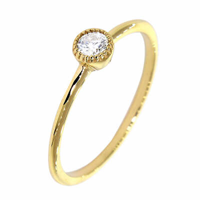 #ad Bezel Style Ladies Ring Single Round Diamond 0.13CT in 14K Yellow Gold $350.00