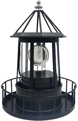 #ad LED Solar Powered Lighthouse 360 Degree Rotating Lamp Waterproof Lighthouse Ga $56.93