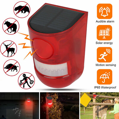#ad Solar Powered LED Alarm Lamp Outdoor Warning Security Flashing Light Waterproof $14.99