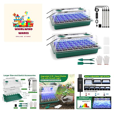 #ad Seed Starter Tray with Grow Light2 Pack 80 Cells Seedling Tray Kit with Humi... $55.99