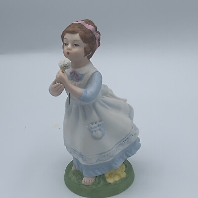 #ad Porcelain Wishful Thoughts Girl Blowing Dandelion Vintage Avon 1982 Figurine $9.95