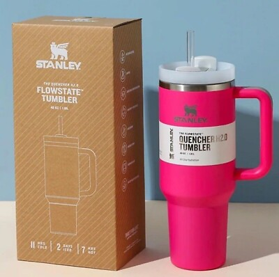 #ad Valentines Day Cosmo Pink Stanley Cup 40 oz Quencher H2.0 Stanley Tumbler $44.50