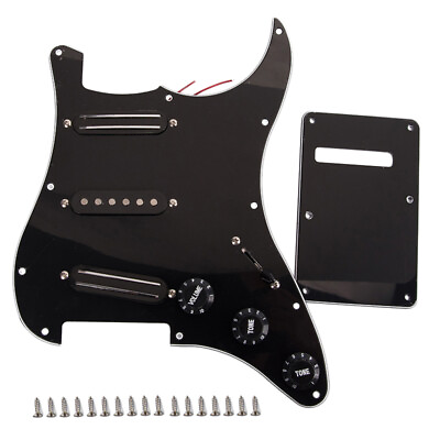 #ad Black 3 Ply Sss Dual Rail Pickups Loaded Prewired Guitar Pickguards For 119761 AU $34.99