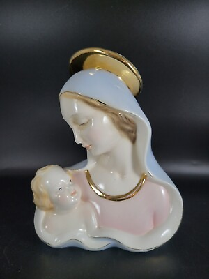 #ad Madonna and Child ITALY Figurine Signed Blessed Mother Italian Statue Mary Jesus $59.00