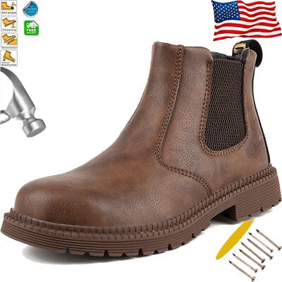#ad Mens Work Boots Steel Toe Puncture Proof Safety Shoes Comfortable Outdoor Labor $43.23