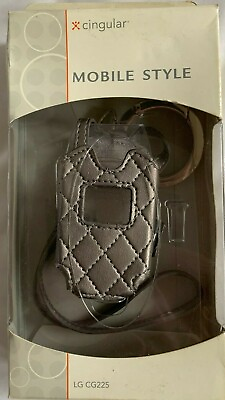 #ad LG CG225 GREY LEATHER CELL PHONE CASE w STRAP amp; KEY RING * NEW $6.49