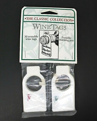 #ad The Classic Collection 50 Reusable Wine Tags with Erasable Marking Pen $10.00