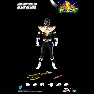 #ad ThreeZero FigZero 1 6 Mighty Morphin Power Rangers Dragon Shield Black Ranger $96.00