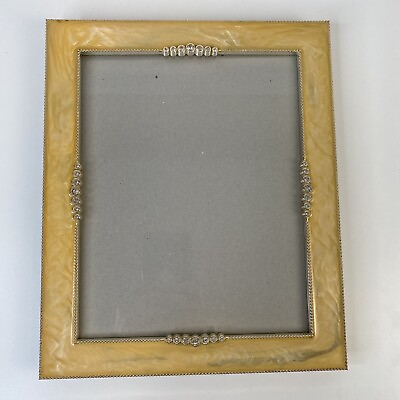 #ad Yellow Glass Jeweled Large Picture Frame Fits 8x10 inch Photo Wedding Gift $19.99