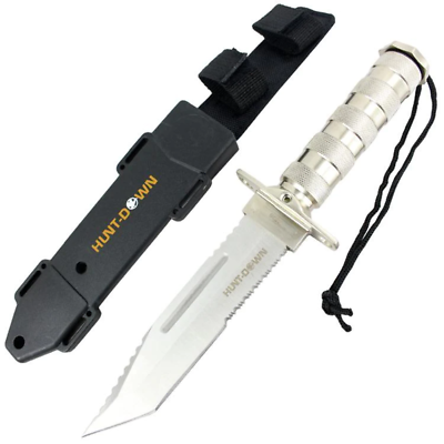 #ad Hunt Down 12quot; Chrome Color Fixed Blade Survival Knife Survival Kit amp; Compass 9 $31.88