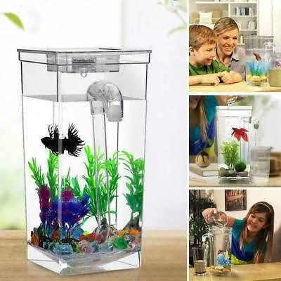 #ad Kids Fish Tank Self Cleaning Small Desktop Fish Aquarium LED Easy Cle $17.14
