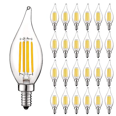 #ad Luxrite Candle LED Bulb 550 Lumens 3500K 5W Dimmable UL E12 Flame Tip 24 Pack $99.95