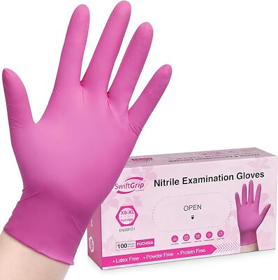 #ad 100pc Disposable Nitrile Exam 3 mil Latex Free Medical Cleaning Food Safe Gloves $8.99