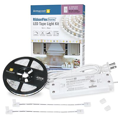 #ad RibbonFlex Home AC Dimmable Bright White LED Tape Light Kit 4000K 5M 16.4 f... $72.58