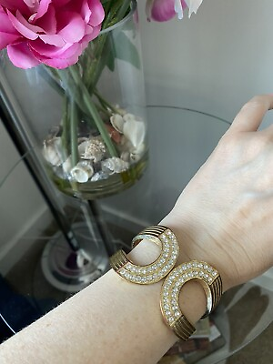 #ad Gold Tone Cuff Style Rhinestone Fashion Bracelet $9.99