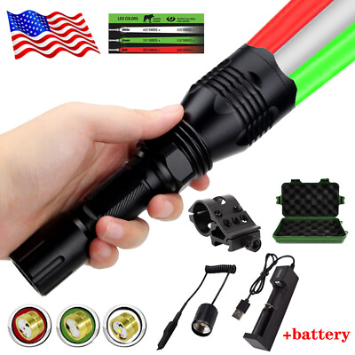 #ad Tactical Replaceable Green Red White LED Light Hunting Flashlight Predator Light $39.99