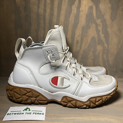 #ad Champion Men#x27;s 12 Tank Grid Sneaker High Top Boot CP100024M Retro White Shoes $16.96