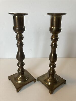 #ad 2 Brass Candlesticks. Hand Crafted 7” Tall Base 2x2 $15.00