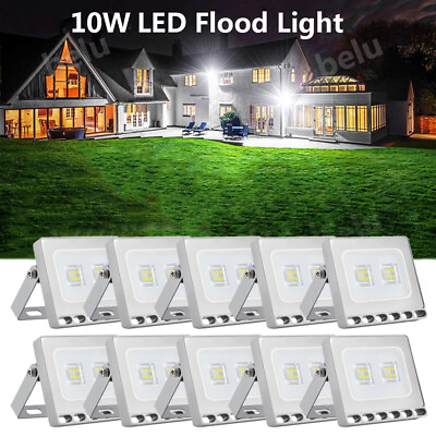 #ad 10x 10W LED Flood Light Outdoor Garden Security Yard Lamp Spotlight Waterproof $42.99