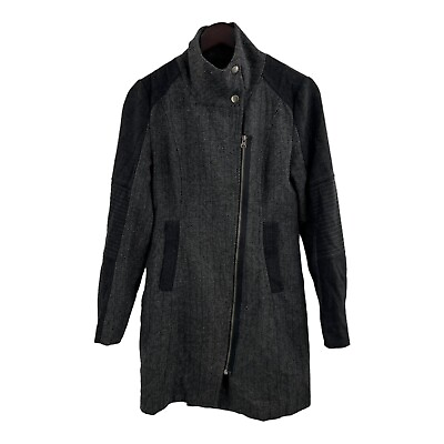 #ad LA Made Grey Herringbone Asymmetrical Zip Jacket Small New $60.74