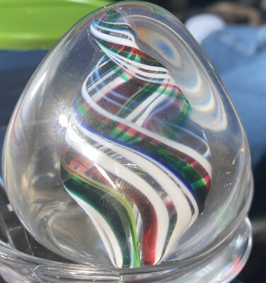 #ad Boyer Swirl Green Red Yellow White Art Glass Paperweight Weight Unsigned $18.00