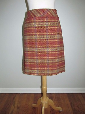#ad Talbots Size 10 Rust Plaid Wool Blend Tweed Straight Skirt $34.88