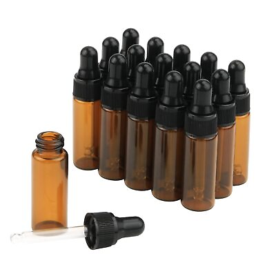 #ad 15Pcs Amber Glass Dropping Bottles 1ml 2ml 3ml 5ml Mini Essential Oil Dropper... $9.85