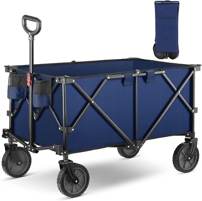 #ad Wagon Folding Cart Collapsible Garden Beach Utility Outdoor Camping Sports BLUE $70.99