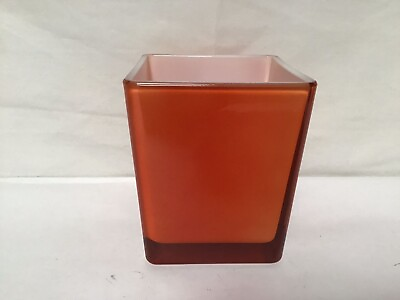 #ad EE69 Vintage Polish Orange Square Glass Pen Holder For Gift $25.00