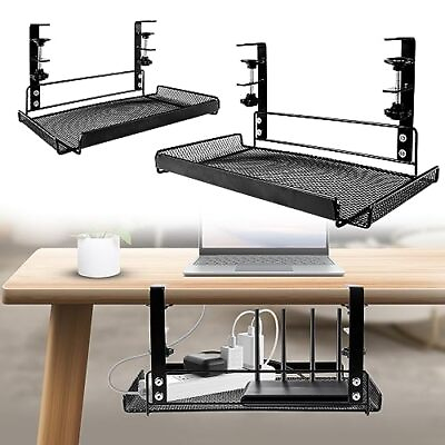 #ad 2pcs Under Desk Cable Management Tray 14.37 Inch No Drill Steel Cable... $45.63