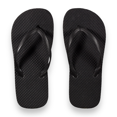 #ad New Boys Juncture Basic Rubber Flip Flops Black Size L 2 3 $7.95