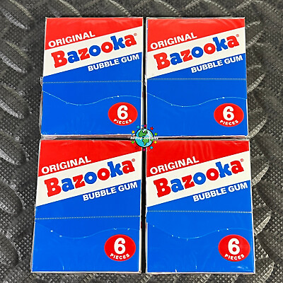 #ad 4 PACK LOT OF BAZOOKA ORIGINAL BUBBLE GUM 6 PIECES PER BOX=24 PIECES JOE COMIC $8.91