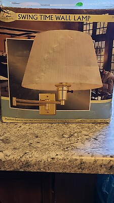 #ad Vintage Swing Arm Wall Sconce Gold Lamp Wall Mount White Shade $24.99