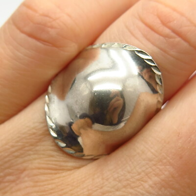 #ad 925 Sterling Silver Modernist Design Wide Ring Size 7 $28.99