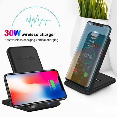 #ad 30W 20W Fast Wireless Charger Charging Pad Mat For iPhone 12 11 X Samsung S10 $11.59