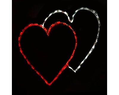 #ad Valentine#x27;s Day Double Heart LED Red White Wireframe Outdoor Decoration 30quot; $125.00