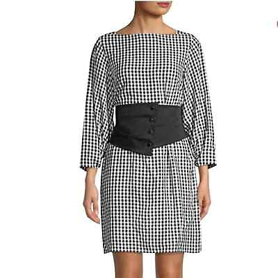 #ad TIBI NEW $525 Black White Gingham Corset Dress Size 2 $71.49