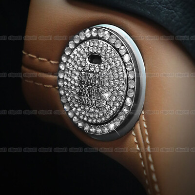 #ad Car Decorative Button Start Switch Diamond Ring Bling Cap Cover Accessories Trim $7.12