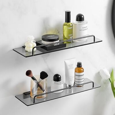 #ad Bathroom Glass Shelf 15.7In Bathroom Shelves Wall Mounted Tempered Glass Shel... $42.84