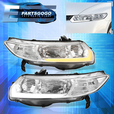 #ad For 06 11 Honda Civic FG Coupe JDM Clear LED DRL Sequential Headlights Lamps Set $193.99