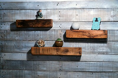 #ad Floating Shelf Set 3 Shelves Antique Reclaimed Wormy Chestnut Wood PA Poconos $129.00