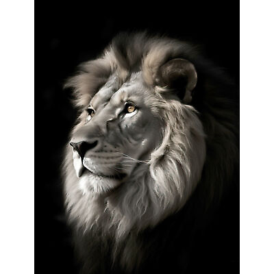 #ad Lion Head Portrait Dramatic Strong Leo Dark Atmospheric Light Art Print 18X24quot; $18.99