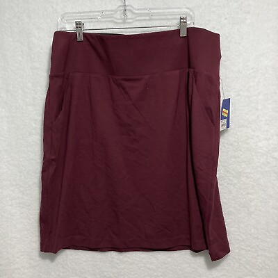 #ad Ponte Pencil Skirt Tummy Control PORT ROYALE Women#x27;s Sz XXL Apt. 9 Wine Burgundy $19.00