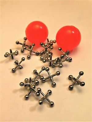 #ad 3X 3 Sets Classic Fun Toy Game w 16 Metal Jacks and 2 Red Rubber Balls $9.67