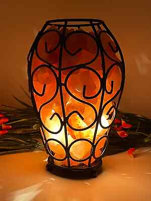 #ad Himalayan Salt Lamp Iron Basket With Pink Salt Chunks Night Light Home Decor $39.49