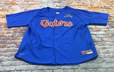 #ad Nike Florida Gators Baseball Jersey Adult Large Blue Button Up Dri Fit Mens $49.79